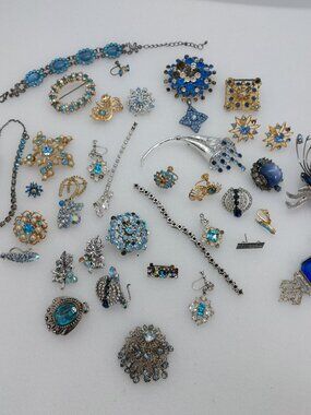 Bundle Of Broken Rhinestone Jewelry For Crafts Repair As Is Earrings Brooch